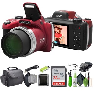 Minolta Pro Shot MN53Z 16 MP HD Digital Camera with 53x Zoom, 1080p HD Video Bundle (Red) - 1 of 4