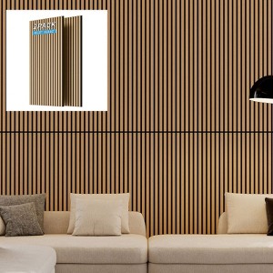 Hrinhom 2Pcs Wall Panels,45.3"X23.6" Wood Look Acoustic Slat Wall Paneling,Sound proof 3D Wall Panels - 1 of 4