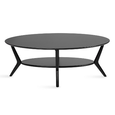 Nylah Black Oval Solid Wood Coffee Table with Storage
