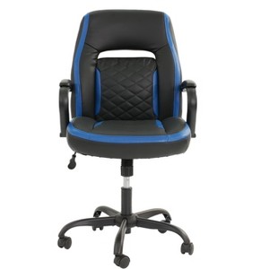 Lyngins Modern PU Leather Upholstered Home Office Desk Chair,Adjustable Swivel Task Chair for Office,Study,Vanity Room - 1 of 4