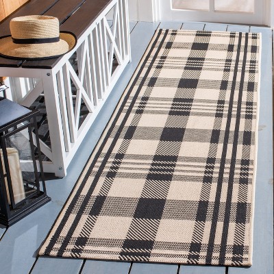 27'' Black Synthetic Non-Slip Indoor/Outdoor Runner Rug