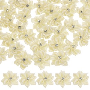 Unique Bargains Artificial Satin Durable Flexible Decorative Mini Ribbon Flowers with Rhinestones 1.2 Inch 200 Pcs - 1 of 4