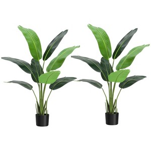 Artificial Bird of Paradise Plant 4-5FT Fake Palm Tree Modern Decor Faux Plants Perfect Housewarming Gift with 8 Trunks Faux Leaves - 1 of 4