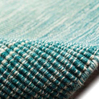 Handmade Blue Ombre Stripe Wool Rug 5' x 7'