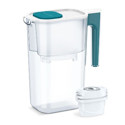 Perfect Pour 10-Cup Water Filter Pitcher, Reduces Microplastics, BPA Free, NSF Certified, Includes 1 Evolve+ Filter, Blue
