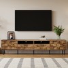 Gulches Natural TV Stand Entertainment Center Fits TVs up to 85 in with Mid Century Style 2 Drawers 4 Cabinets Cable Holes - 2 of 4