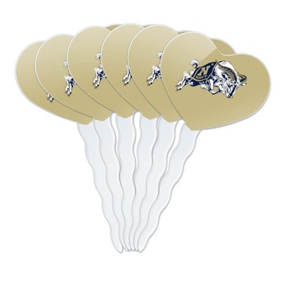 US Naval Academy Secondary Logo Heart Love Cupcake Picks Toppers Decoration Set of 6