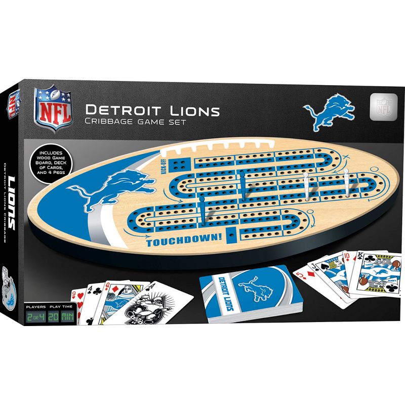 MasterPieces Officially Licensed  NFL Detroit Lions Wooden Cribbage Game for Adults, 2 of 7