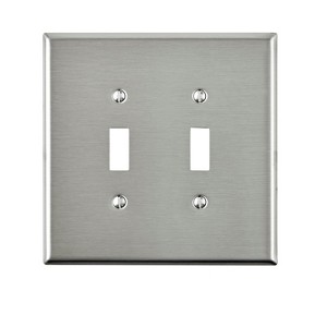 Leviton Silver 2 gang Stainless Steel Toggle Oversized Wall Plate 1 pk - 1 of 1