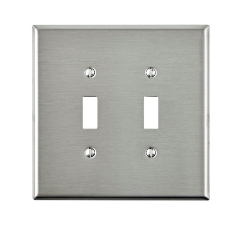 Leviton Silver 2 Gang Stainless Steel Toggle Oversized Wall Plate 1 Pk ...