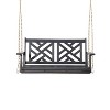 Grungis Hanging Swing Chair Outdoor with Chains,Patio Wood Furniture Swing with Vertical Wooden Backrest for Garden Yard Backyard - 3 of 4