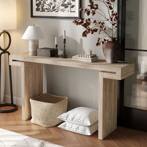 Kumasinova 60" Narrow Console Table,Farmhouse Entryway Table with Weathered Texture,Sofa Tables Narrow Long for Living Room&Hallway - 1 of 4