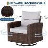 Jojoka 3-Piece Outdoor Swivel Rocking Chair Set with Side Table & Comfortable Cushions for Porch,Brown - 4 of 4