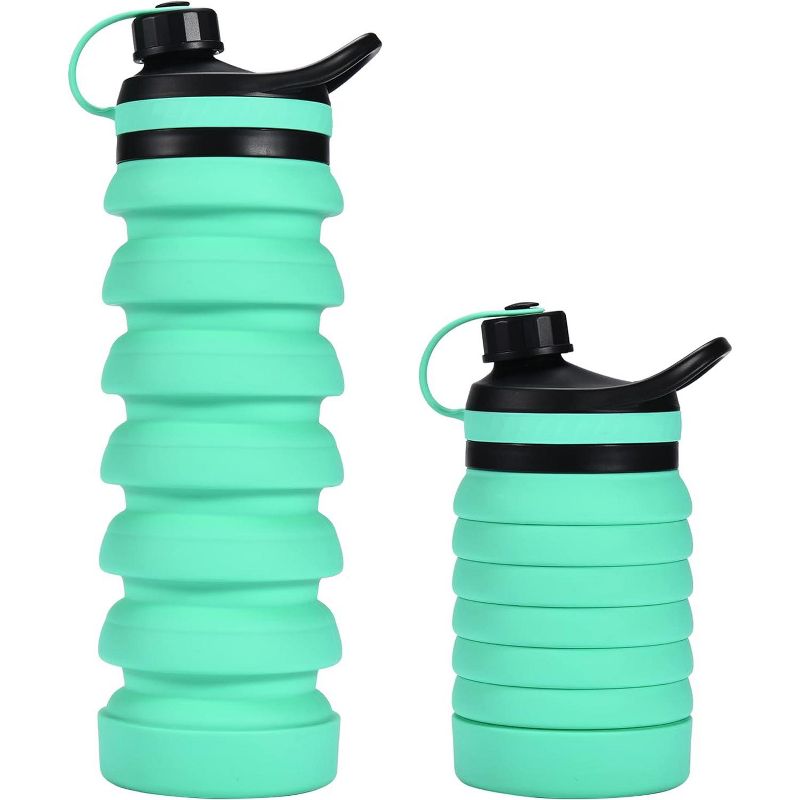 Hydrate Bottles 27oz Collapsible Water Bottle, Silicone Foldable Water Bottle, Green, 1 of 4