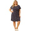Agnes Orinda Women's Plus Size Short Sleeve Floral Pattern Round Neck Nightgown - 3 of 4