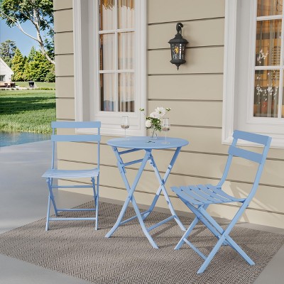 3 Pieces Patio Bistro Set for Outdoor,Bistro Table and Chairs Set of 2,Waterproof Folding Coffee Table and Chairs Sets, Foldable Small Patio Furniture