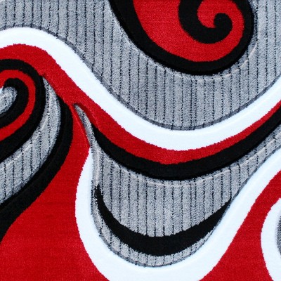 Sophia Collection Red and Gray Swirl Runner Rug