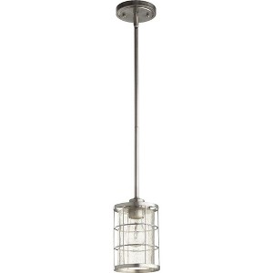 Quorum Lighting Ellis 1-Light Pendant, Satin Nickel, Glass, 5W x 8H, Stem Hanging, Dry Rated - 1 of 1
