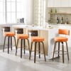 Bekrvio 26" Faux Leather Swivel Bar Stools Set of 1/2/3/4,Mid Century Modern Counter Chairs with Wood Legs and Curved Back for Kitchen Island - 2 of 4