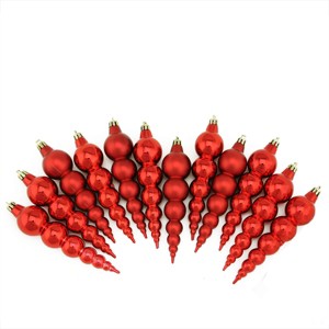 Northlight 12ct Red Shatterproof 2-Finish Finial Christmas Ornaments 6" - 1 of 3
