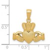 Black Bow Jewelry 14k Yellow Gold Polished & Textured Claddagh Pendant, 20mm (3/4 inch) - 3 of 4