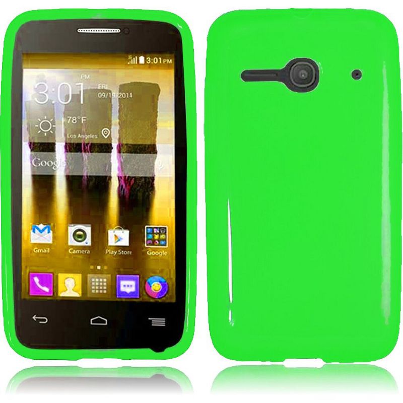Snap-On Protector Case for Alcatel One Touch Evolve - Fluorescent Solid Lime Green, 1 of 2