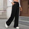 Coolmee Women's Wide Leg Pants Flowy Casual Pants Straight Leg Elastic Waisted Stretch Palazzo Pants - 3 of 4