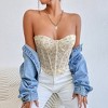 Women's Sheer Mesh Corset Top Underwire Bustier Sexy Bralette with Boning for Club Party Night Out apricot S - 4 of 4