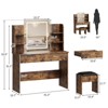 Vanity Desk with Mirror and Lights, Makeup Vanity Set w/Desk and Stool, Power Outlet, Vanity Table w/6 Storage Shelves - 2 of 4