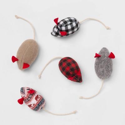 Plaid Mice Cat Toy Set - 5pk - Wondershop™