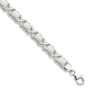 Black Bow Jewelry 9mm Sterling Silver Polished X and Satin O Link 7 Inch Bracelet - 1 of 4