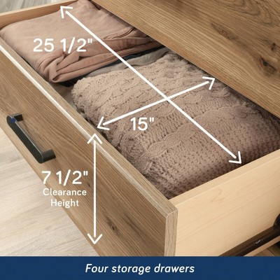Timber Oak 4-Drawer Chest with Metal Handles