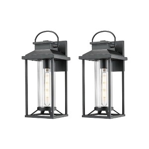Gulches Outdoor Wall Lights - Black Industrial Lanterns & Sconces with Glass for Porch, Patio, and Garage (16.5-Inch & Large Options) - 1 of 4