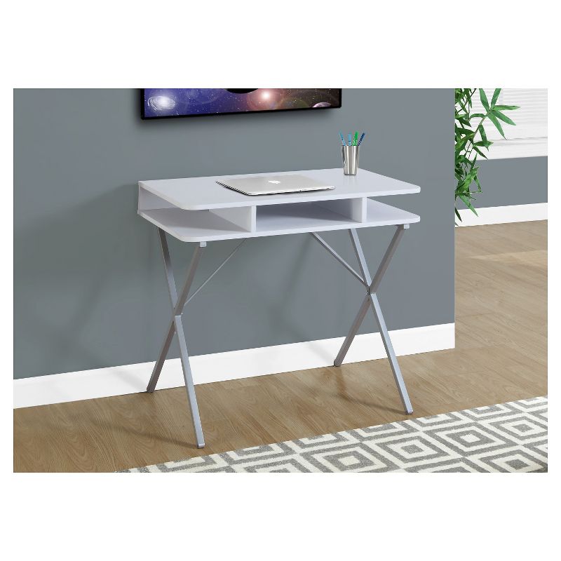 White Top Computer Desk - Silver Metal - EveryRoom, 3 of 7