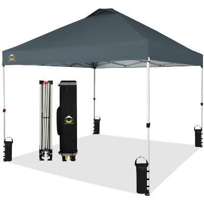 CROWN SHADES 10x10 Pop Up Canopy - Beach Tent with One Push Setup - Easy Outdoor Sun Shade for Events, Parties, Camping - Gazebo with STO-N-Go Cover Bag, Silver Coated Top