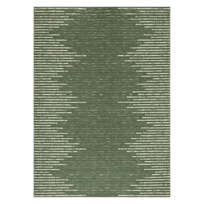 Washable Modern Striped Rug Non Slip Low Pile Rug Soft Geometric Minimalistic Throw Floor Cover Foldable Indoor Carpet for Living Room Bedroom