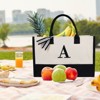 Generic Embroidery Initial Canvas Tote Bag, Personalized Present Bag, Suitable for Wedding, Birthday, Beach, Holiday, is a Great Gift - 4 of 4