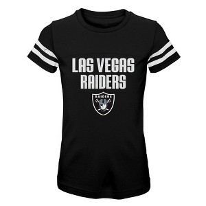 NFL Las Vegas Raiders Girls' Stripe Sleeve Fashion T-Shirt - 1 of 1