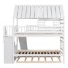 NicBex Twin over Twin Bunk Bed with Storage Stair Classic House Shape Triple Bed Frame Loft Bed with Guardrails, Slide and Scroll Wheels - 3 of 4