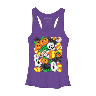 Women's Design By Humans Halloween Spooky Candies Party By BluedarkArt Racerback Tank Top