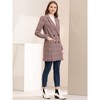 Allegra K Women's Double Breasted Notched Lapel Plaid Overcoat with Pockets - 2 of 4