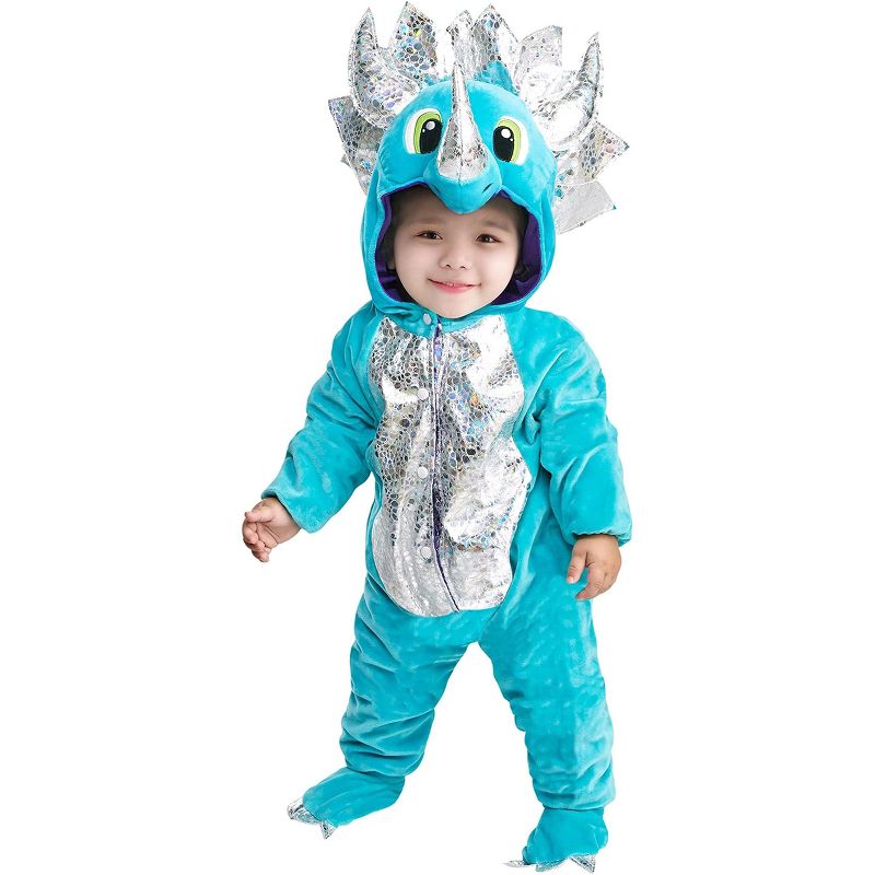 Studio Halloween Blue Triceratops Dinosaur Baby Costume, 1 of 4