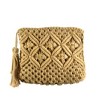 Slickblue Macramé Clutch Bag - 9.25"x6.25" Tan/Cream with Lined Interior, Zipper Closure, and Stylish Tassel - 2 of 4