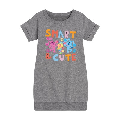 - Blue's Clues & You! - Smart & Cute Graphic Short Sleeve Fleece Dress