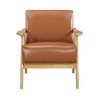 Modern Upholstered Accent Chair with Cushion Back and Seat Solid Rubberwood Natural Finish Living Room - 2 of 4