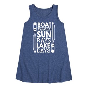 Girls' - Instant Message - Lake Days Quote Graphic Sleeveless Aline Dress - 1 of 4