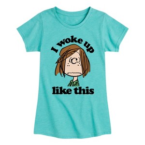 Girls' - Peanuts - Peppermint Patty I Woke Up Like This Fitted Short Sleeve Graphic T-Shirt - 1 of 4