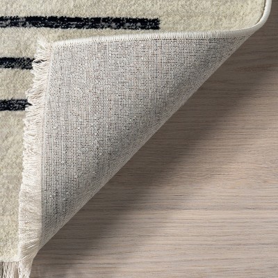 Keeva Beige and Black Striped Synthetic Area Rug