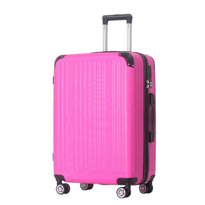 INFURNIC Bag And Luggage Sets Hard Shell Travel Suitcases Set, 3 Piece Rolling Luggage with Telescopic Handle, Pink, 21.06"*11.42"*30.12"