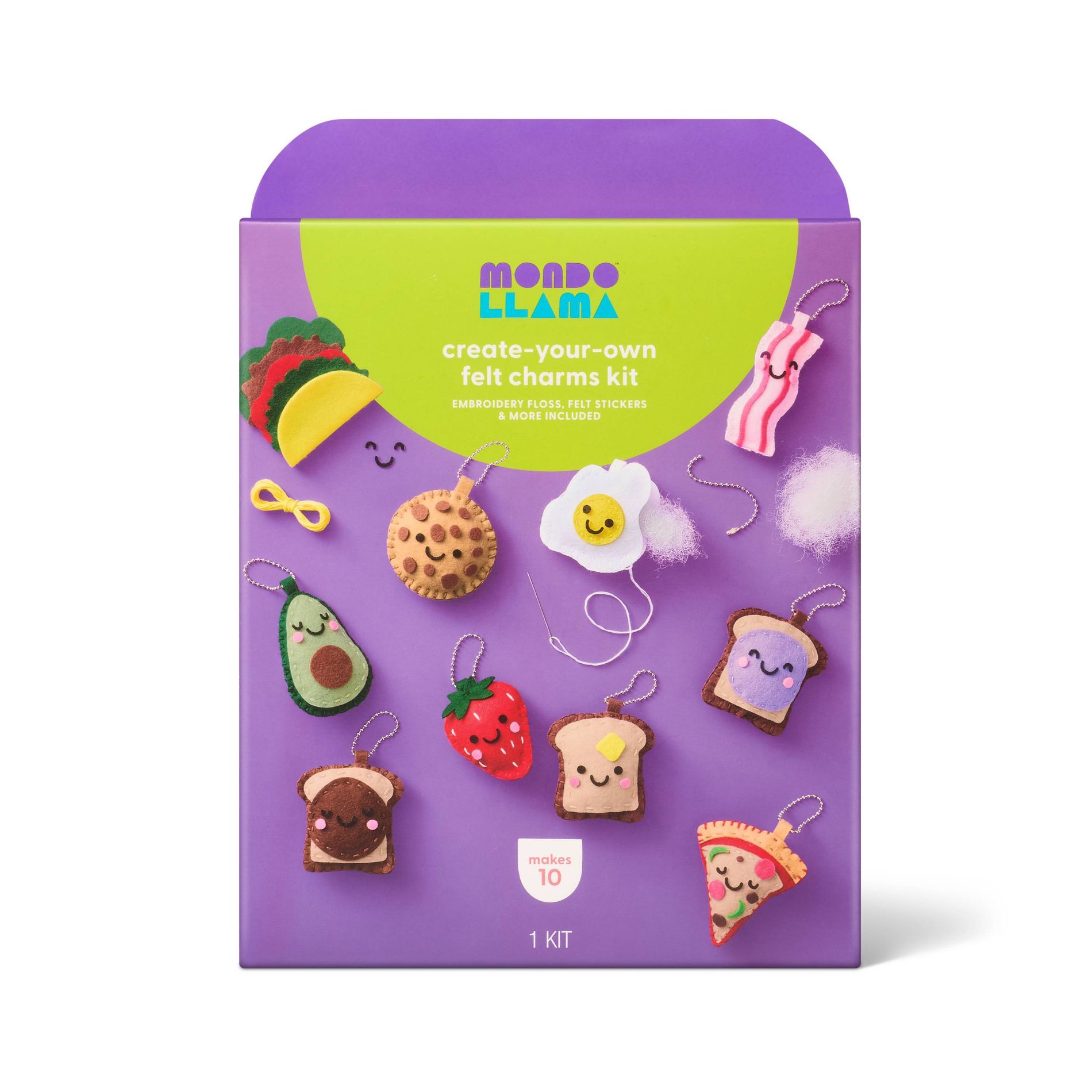 10ct Mini Felt Food Key Chain Sewing Activity Kit - Mondo Llama™